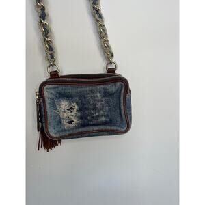 Dolce & Gabbana Denim Mini Crossbody Bag Distressed Tassel‎ Chain Strap